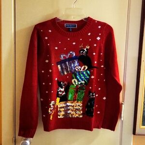 Sequined Cat Christmas Sweater